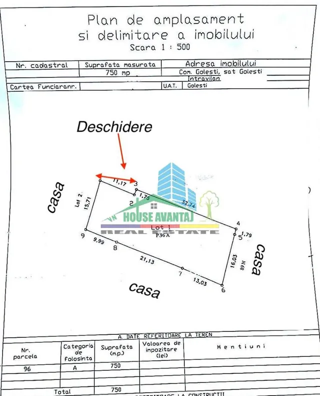Teren 750 MP  Intravilan Golesti